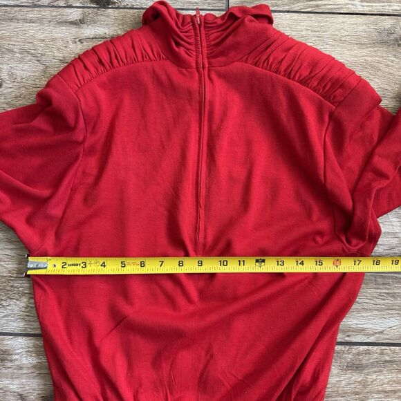 Vintage 80s Red Dress Women's 12 Belted Long - Picture 9 of 16